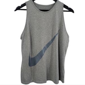 NIKE DRI-FIT SWOOSH TRAINING TANK. GRAY/MEDIUM
